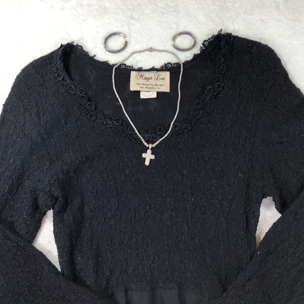 Margot Lea long sleeve black lacy midi dress - Picture 2 of 5